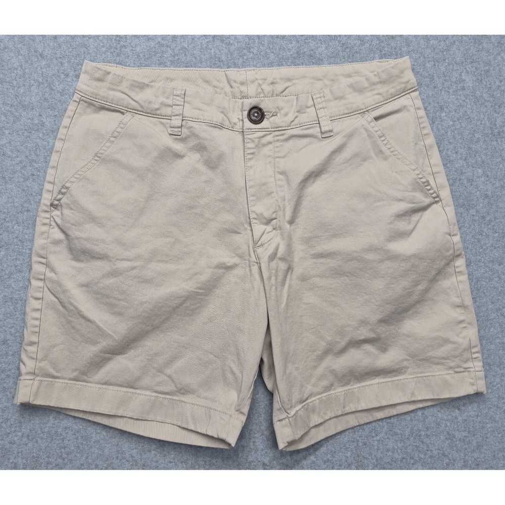 Chubbies Shorts Mens 32 Tan Stretch Chino 7 Inseam Khaki Casual Flat Front